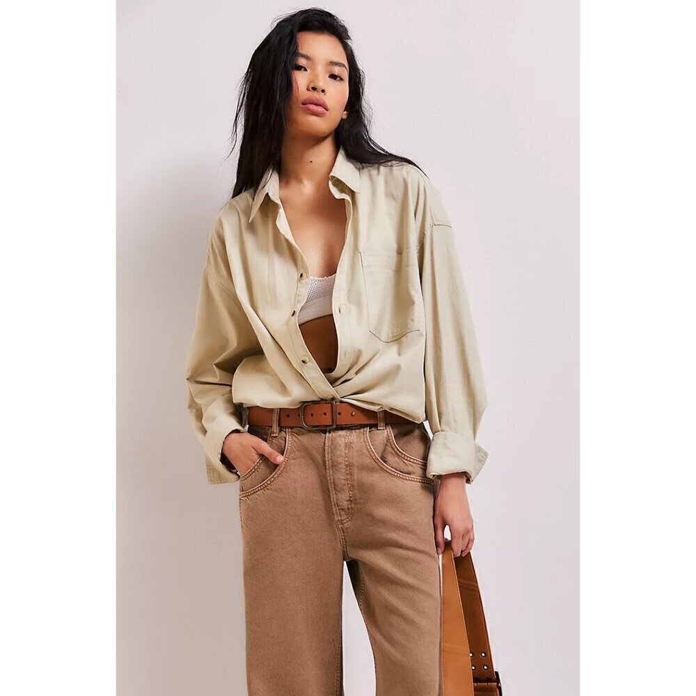 FREE PEOPLE Freddie Shirt in Castle Wall Size Medium - Picture 10 of 10